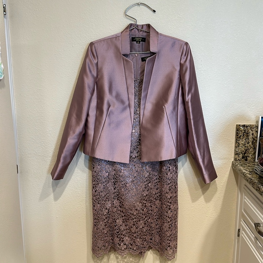 Tahari Arthur S Levine Blush Pink Dress and Jacket—Size 10
